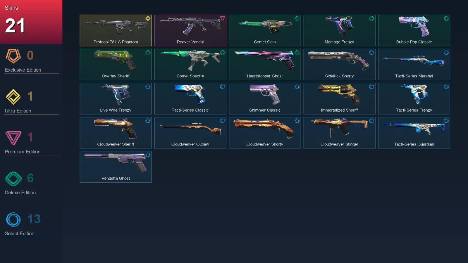 AP | Lv259 | Unranked | 21 Skin | 29 Agent | 82 Buddy