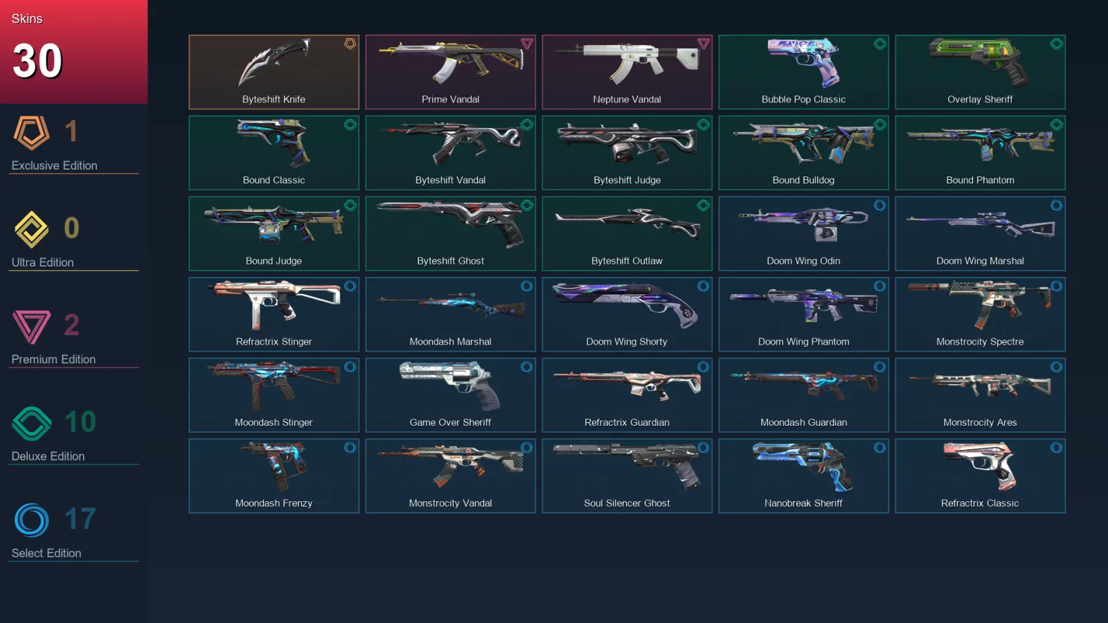 EU | Lv118 | Unranked | 30 Skin | 27 Agent | 53 Buddy — Nanobreak Sheriff