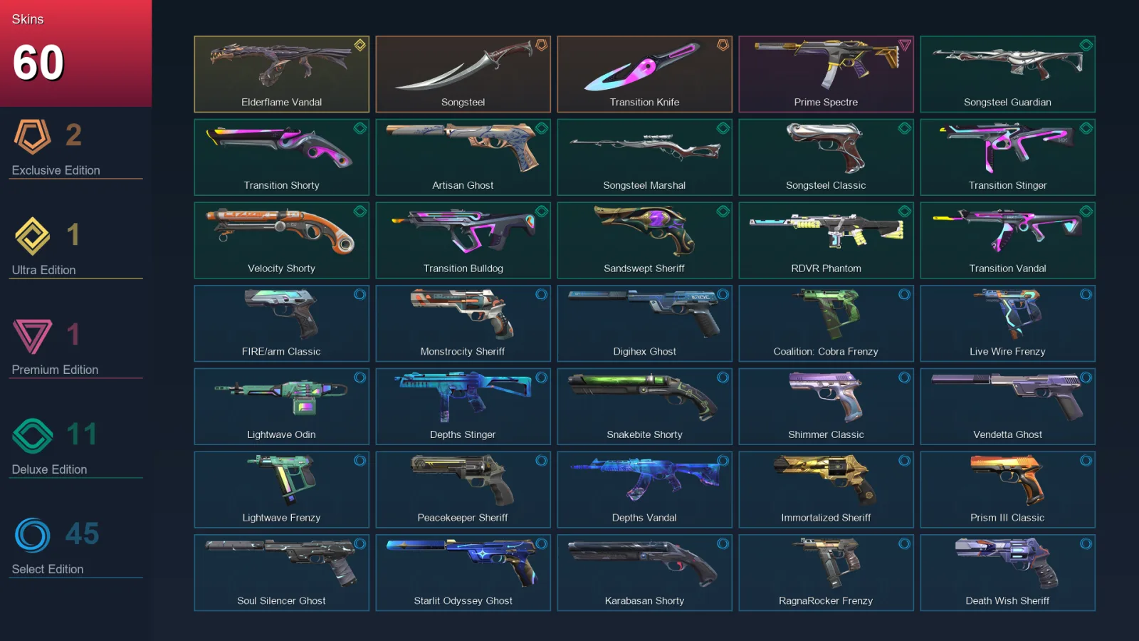 EU | Lv360 | Unranked | 60 Skin | 27 Agent | 120 Buddy