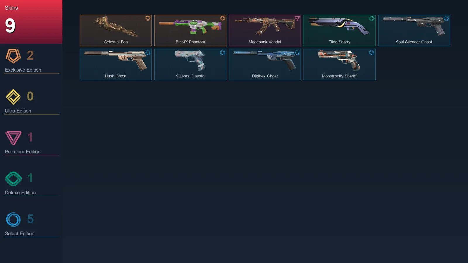 EU | Lv135 | Unranked | 9 Skin | 27 Agent | 60 Buddy — Hush Ghost
