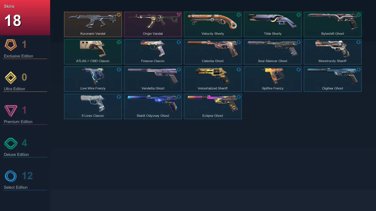LA | Lv260 | Unranked | 18 Skin | 27 Agent | 90 Buddy — Vendetta Ghost