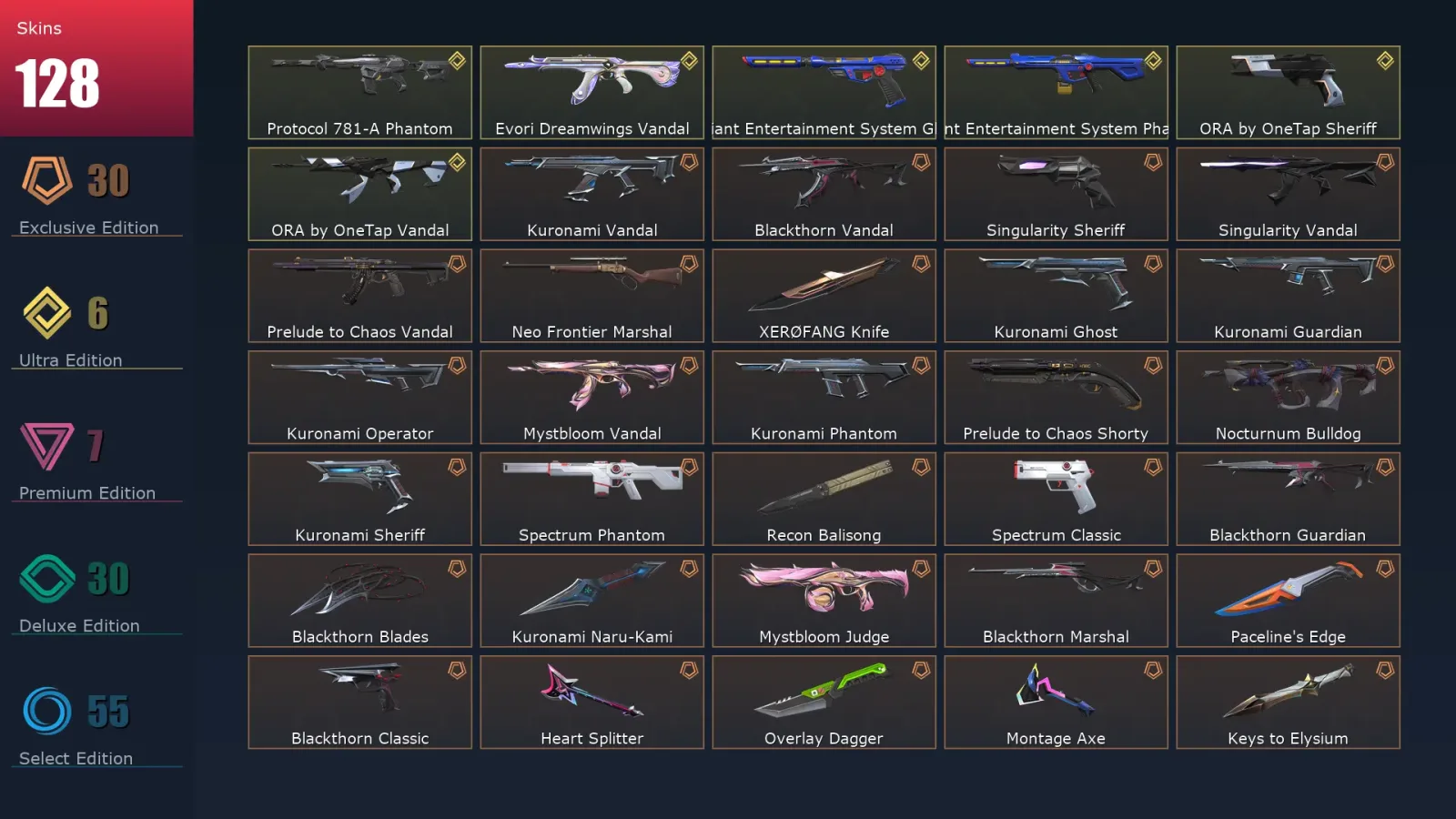 [Valorant] | EU | Level 310 | 29 Agents | 128 Skins