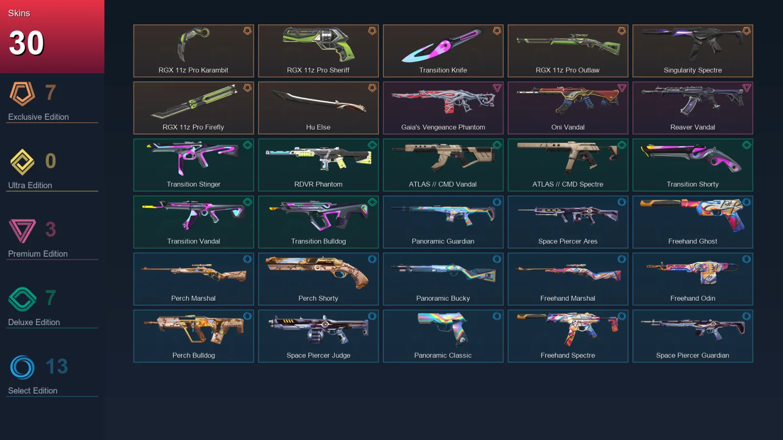 NA | Lv51 | Unranked | 30 Skin | 18 Agent | 25 Buddy