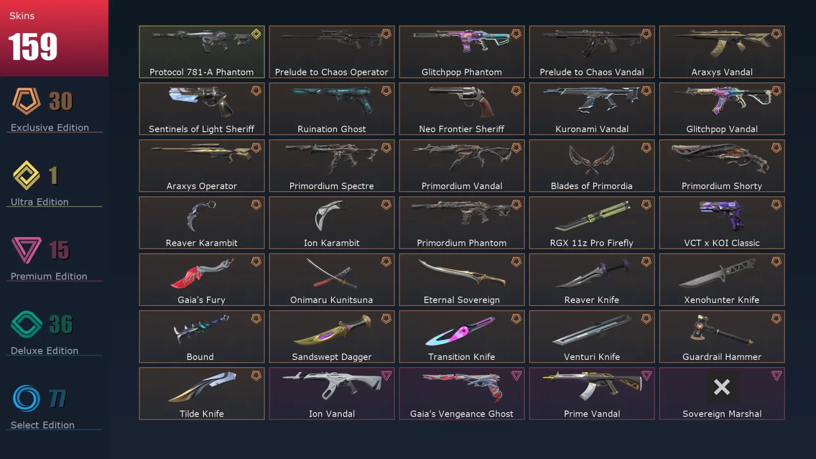[Valorant] | EU | Level 240 | 25 Agents | 159 Skins — Valorant account