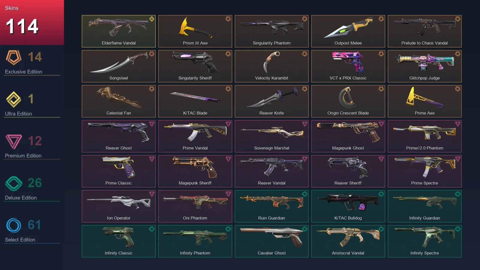 AP | Lv267 | Unranked | 114 Skin | 28 Agent | 129 Buddy