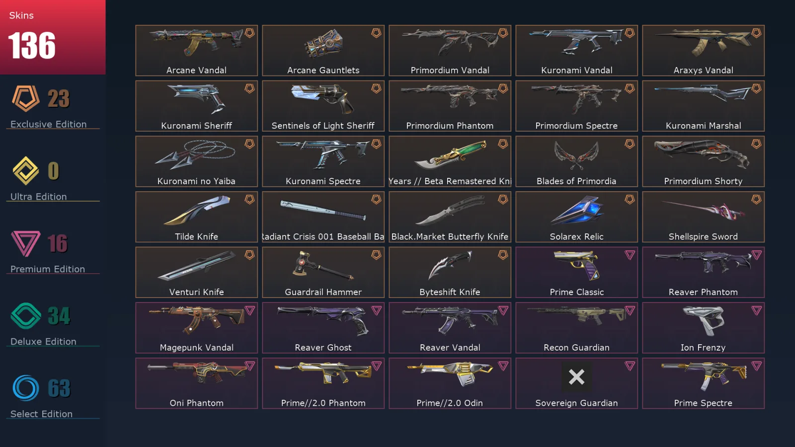 [Valorant] | EU | Level 301 | Diamond 1 | 28 Agents | 136 Skins