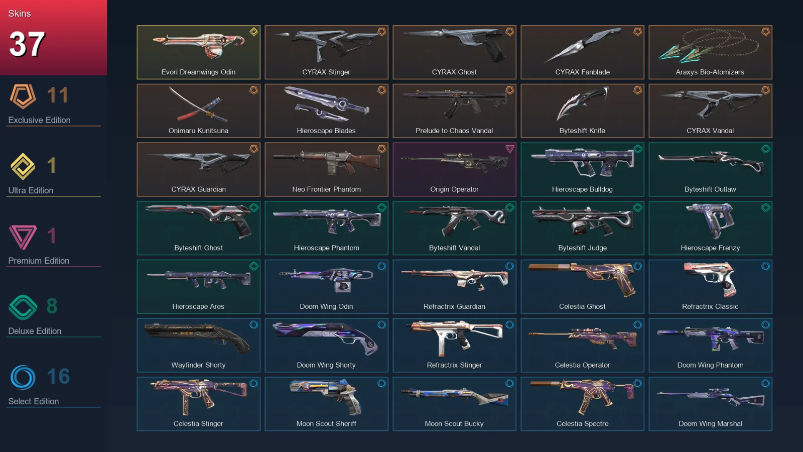 LA | Lv70 | Unranked | 37 Skin | 17 Agent | 31 Buddy