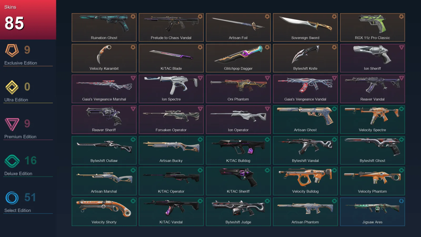 AP | Lv312 | Unranked | 85 Skin | 28 Agent | 141 Buddy