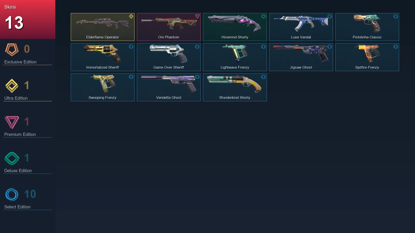 AP | Lv133 | Unranked | 13 Skin | 20 Agent | 53 Buddy