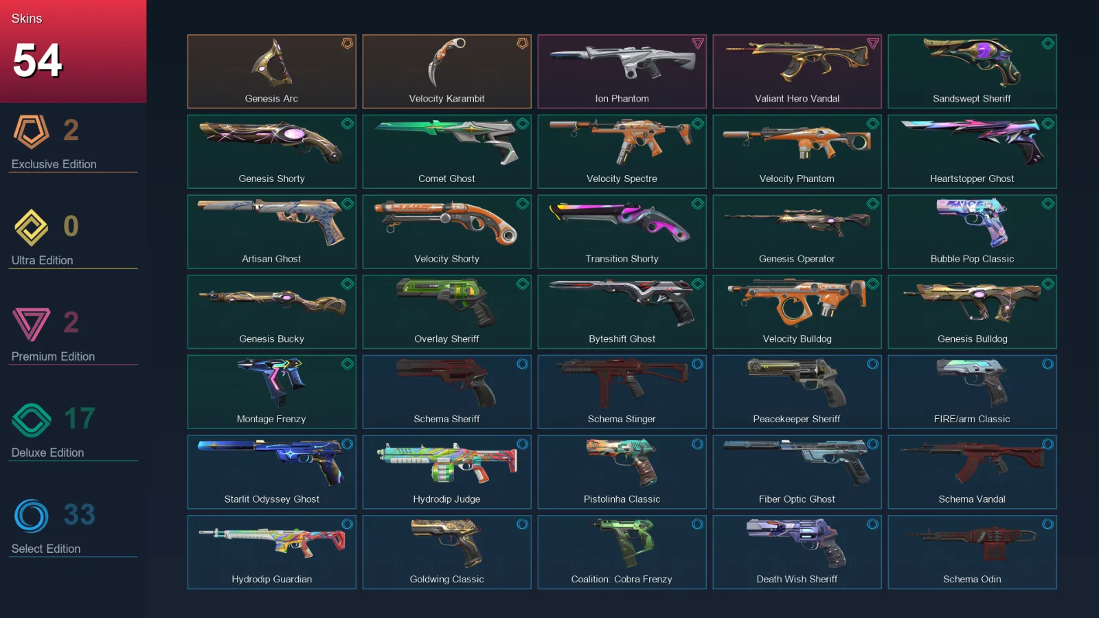 AP | Lv488 | Unranked | 54 Skin | 29 Agent | 159 Buddy