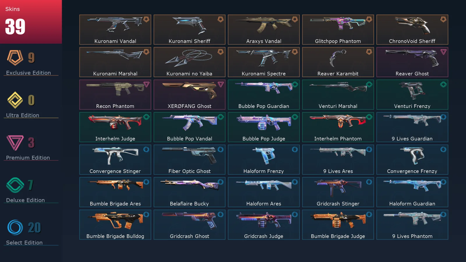 [Valorant] | EU | Level 106 | 29 Agents | 39 Skins