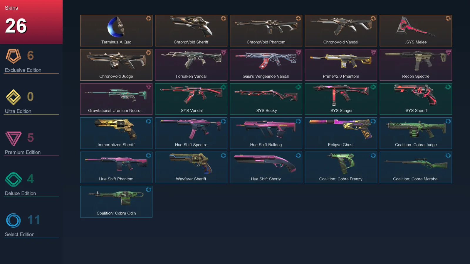 AP | Lv92 | Unranked | 26 Skin | 23 Agent | 49 Buddy — Hue Shift Shorty