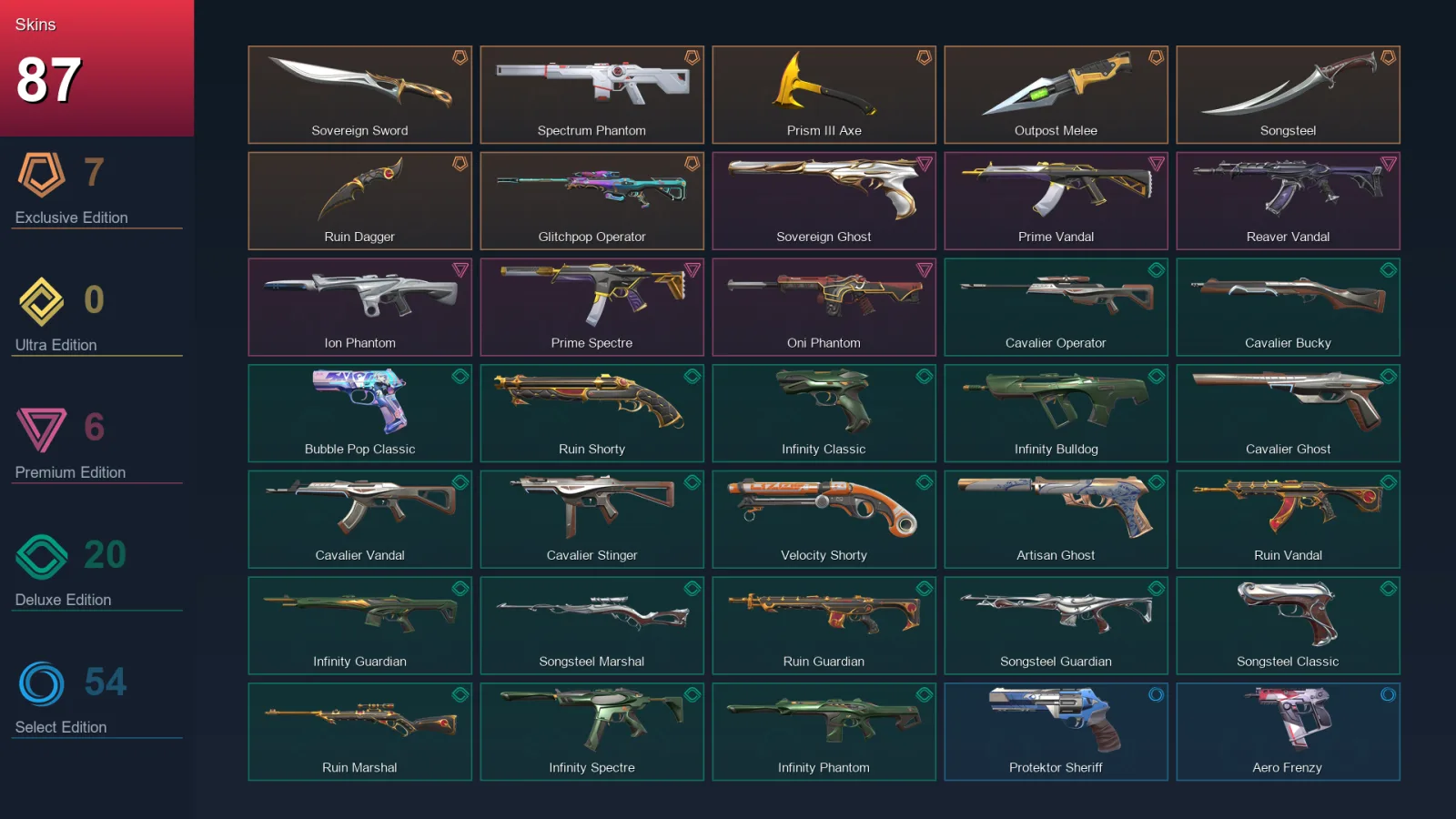 AP | Lv330 | Unranked | 87 Skin | 28 Agent | 152 Buddy — Ion Phantom