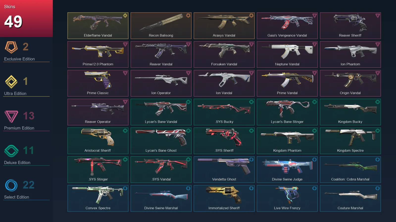 EU | Lv131 | Unranked | 49 Skin | 25 Agent | 72 Buddy