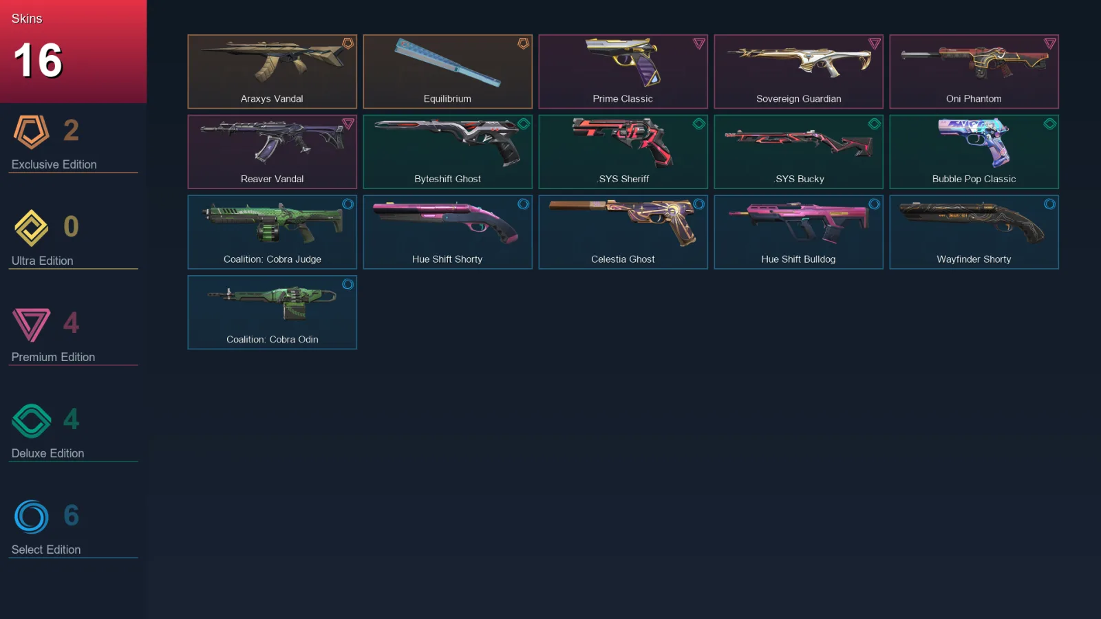 EU | Araxys Vandal | Equilibrium | Prime Classic | Sovereign Guardian | 16 Skin | 27 Agent | 43 Buddy | Lv100