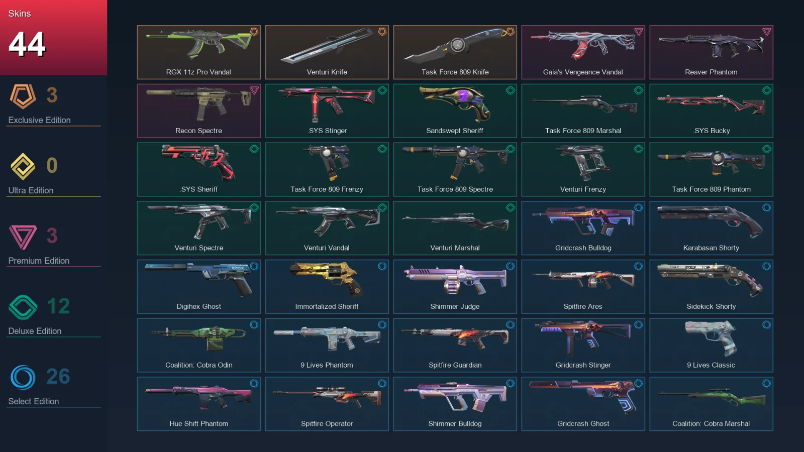AP | Lv162 | Unranked | 44 Skin | 24 Agent | 74 Buddy