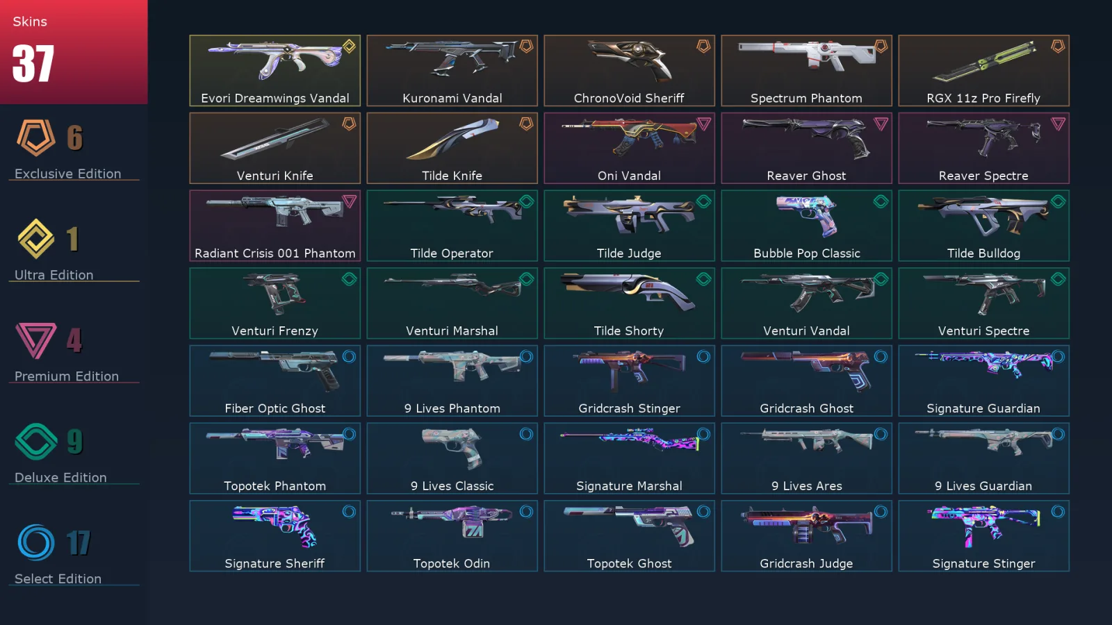 [Valorant] | EU | Level 119 | 28 Agents | 37 Skins