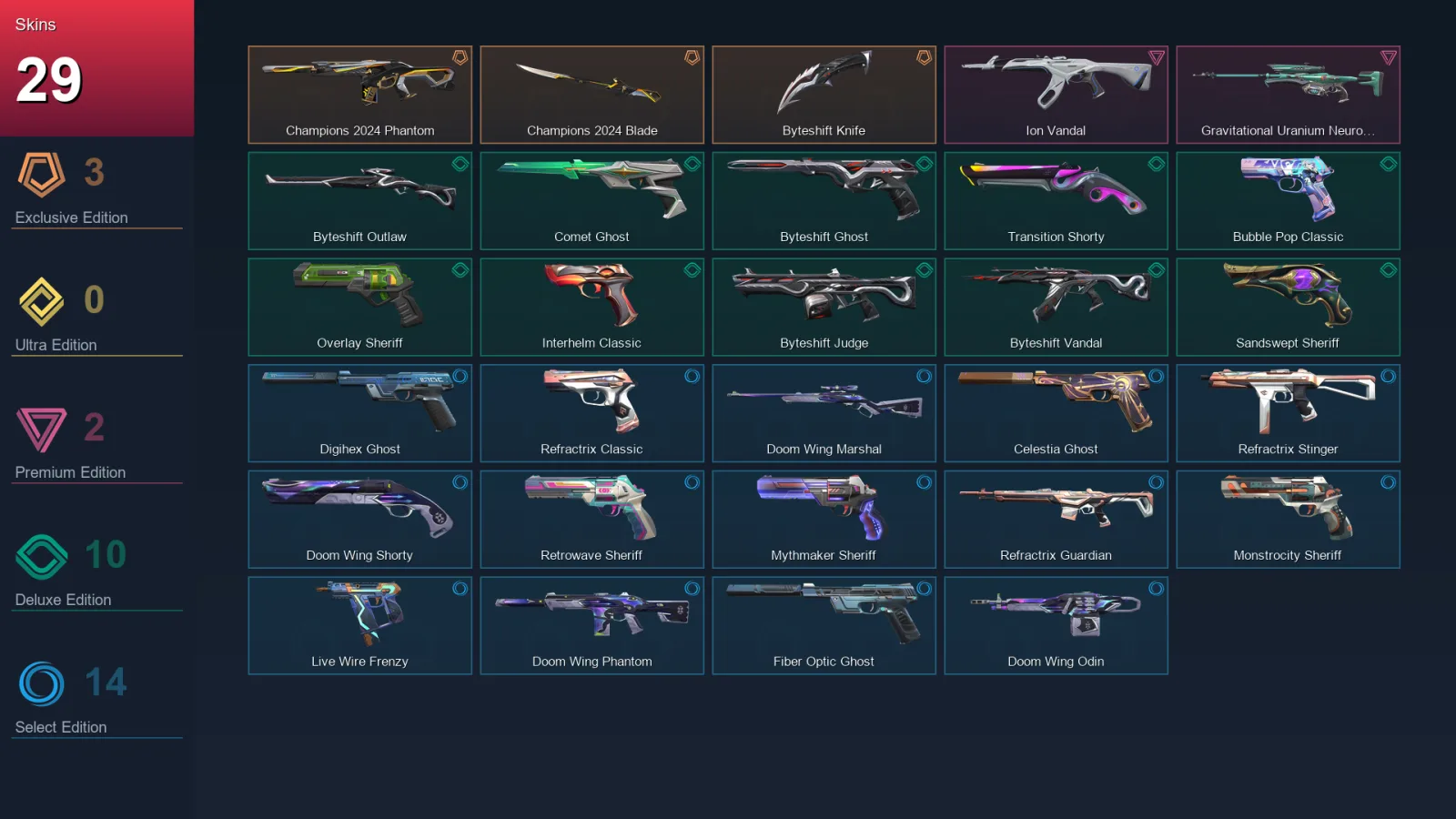 AP | Lv242 | Unranked | 29 Skin | 28 Agent | 94 Buddy — Valorant account