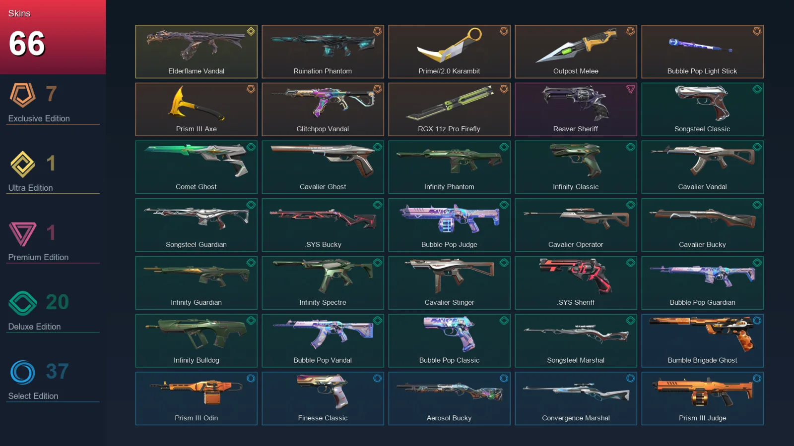 NA | Lv156 | Unranked | 66 Skin | 28 Agent | 98 Buddy — Valorant account