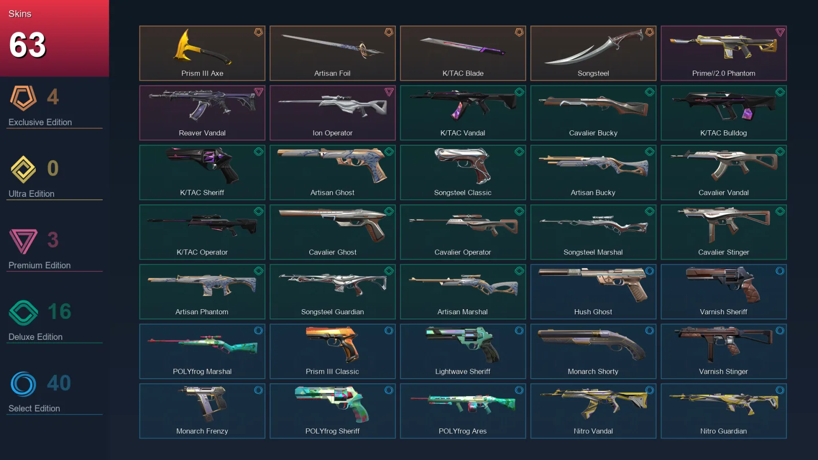 AP | Lv167 | Unranked | 63 Skin | 25 Agent | 90 Buddy — Jigsaw Ares