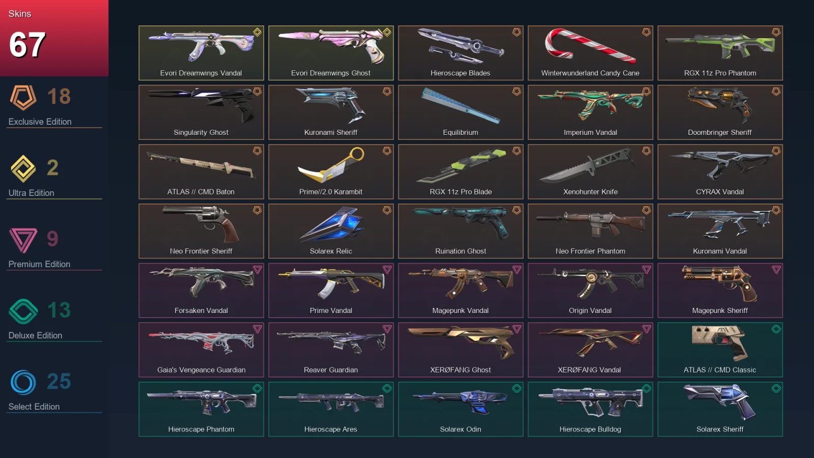 EU | Lv83 | Unranked | 67 Skin | 29 Agent | 53 Buddy — Valorant account