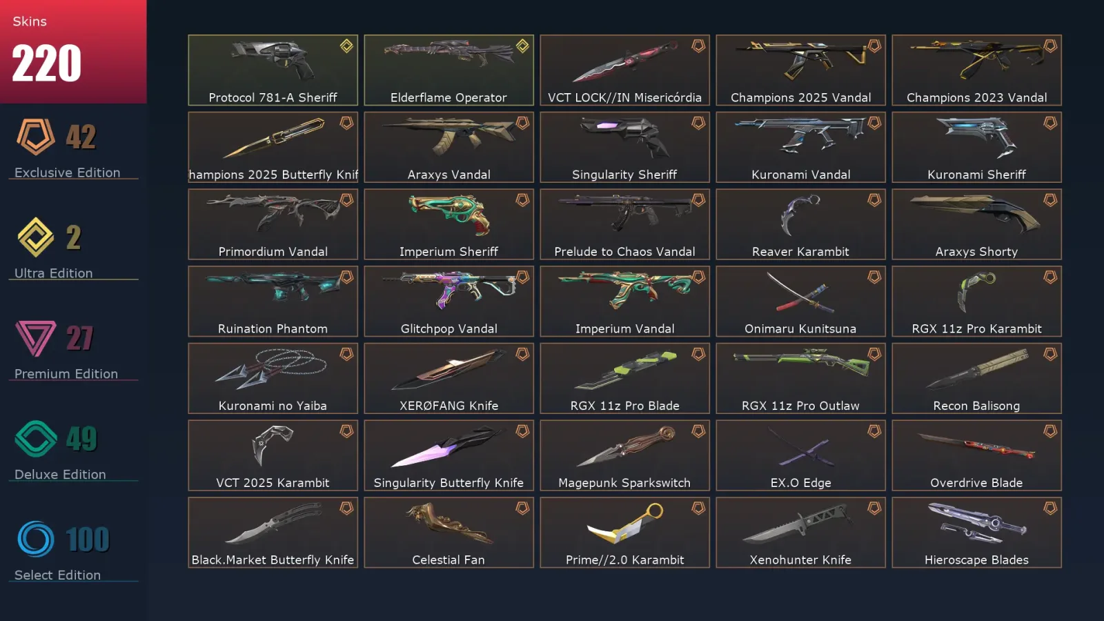 [Valorant] | EU | Level 209 | 23 Agents | 220 Skins — Valorant account