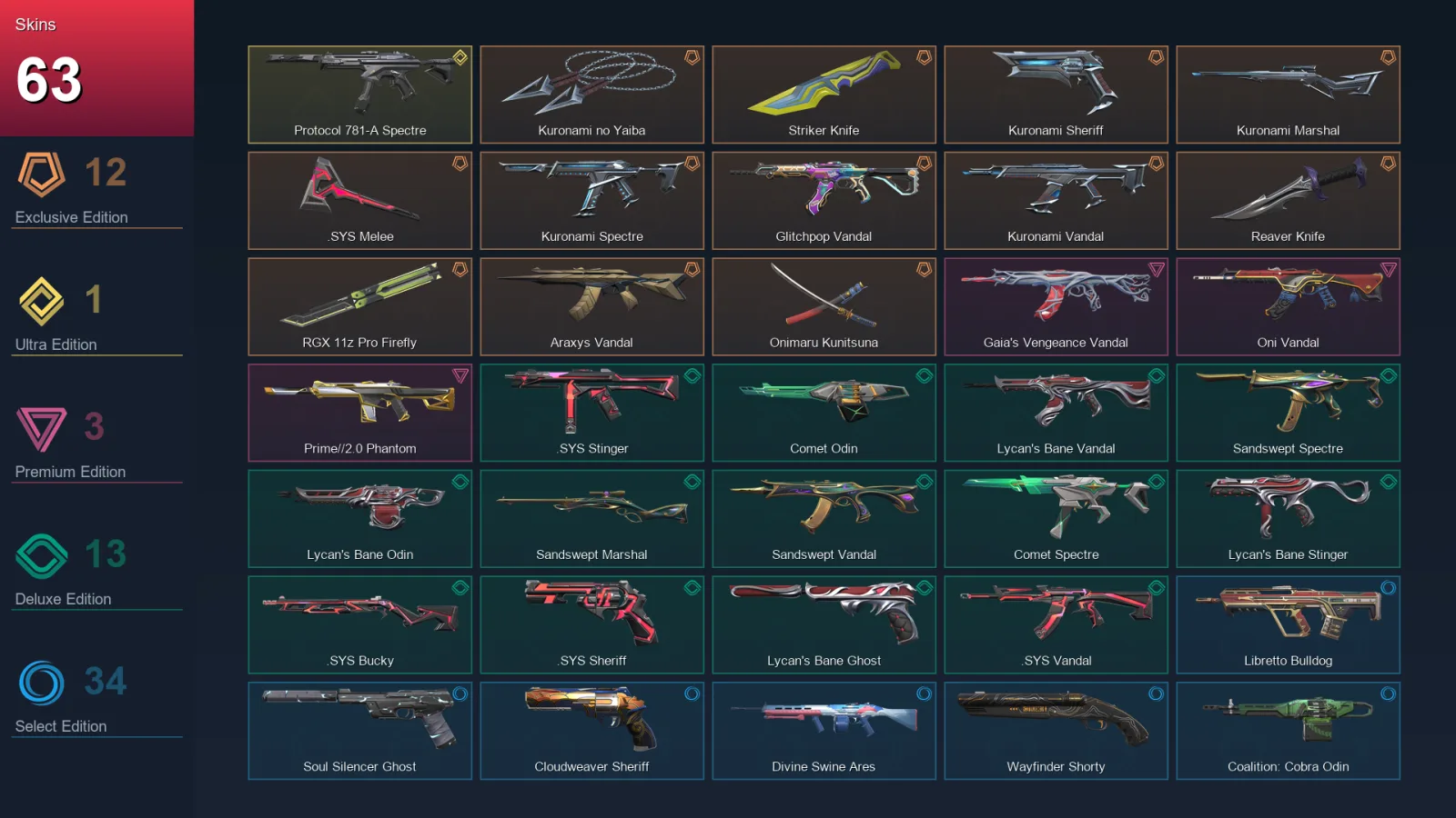 AP | Lv88 | Unranked | 63 Skin | 26 Agent | 65 Buddy — Valorant account
