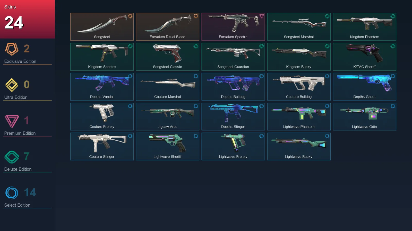 EU | Lv24 | Unranked | 24 Skin | 14 Agent | 20 Buddy