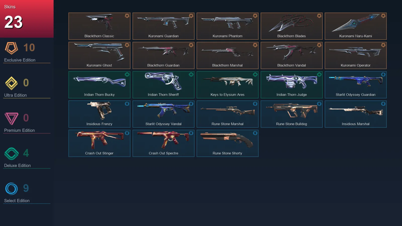 NA | Lv30 | Unranked | 23 Skin | 9 Agent | 17 Buddy