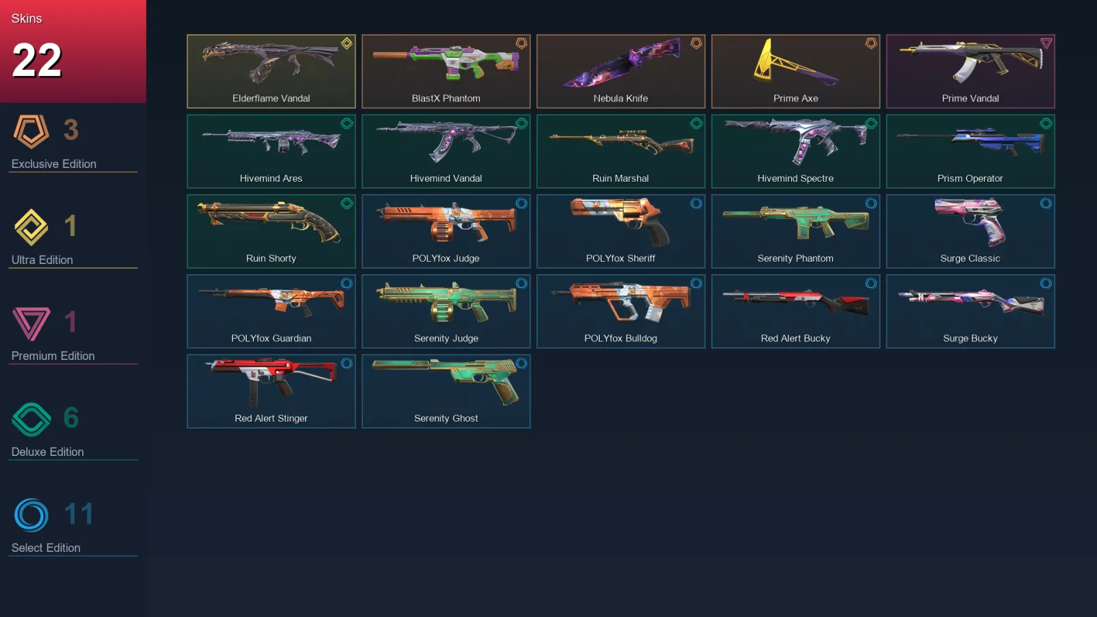EU | Lv66 | Unranked | 22 Skin | 21 Agent | 45 Buddy