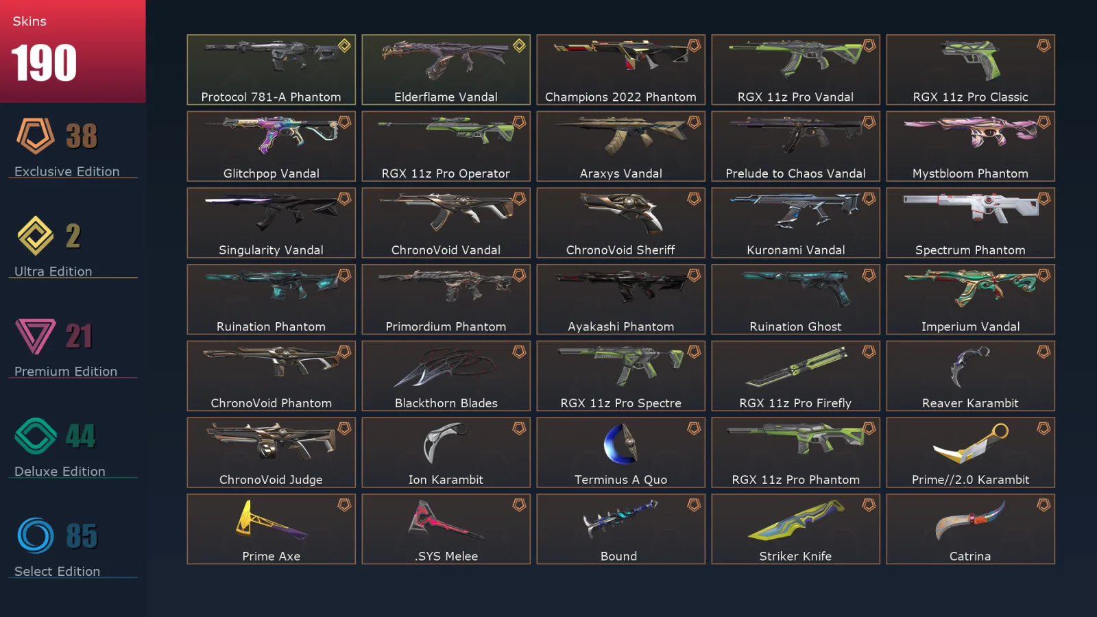 [Valorant] | EU | Level 413 | Ascendant 2 | 29 Agents | 190 Skins