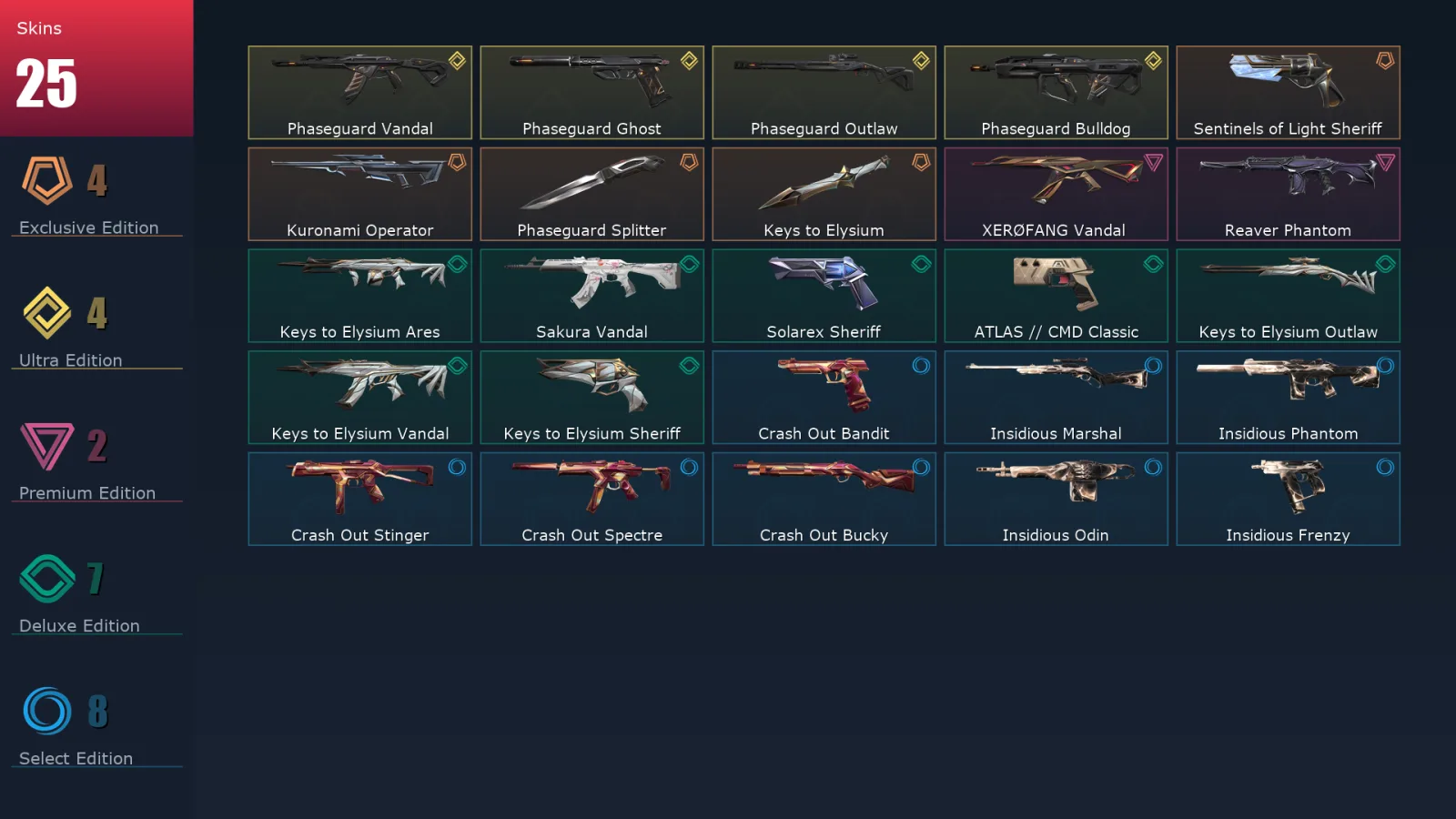 [Valorant] | EU | Level 118 | Diamond 2 | 28 Agents | 25 Skins