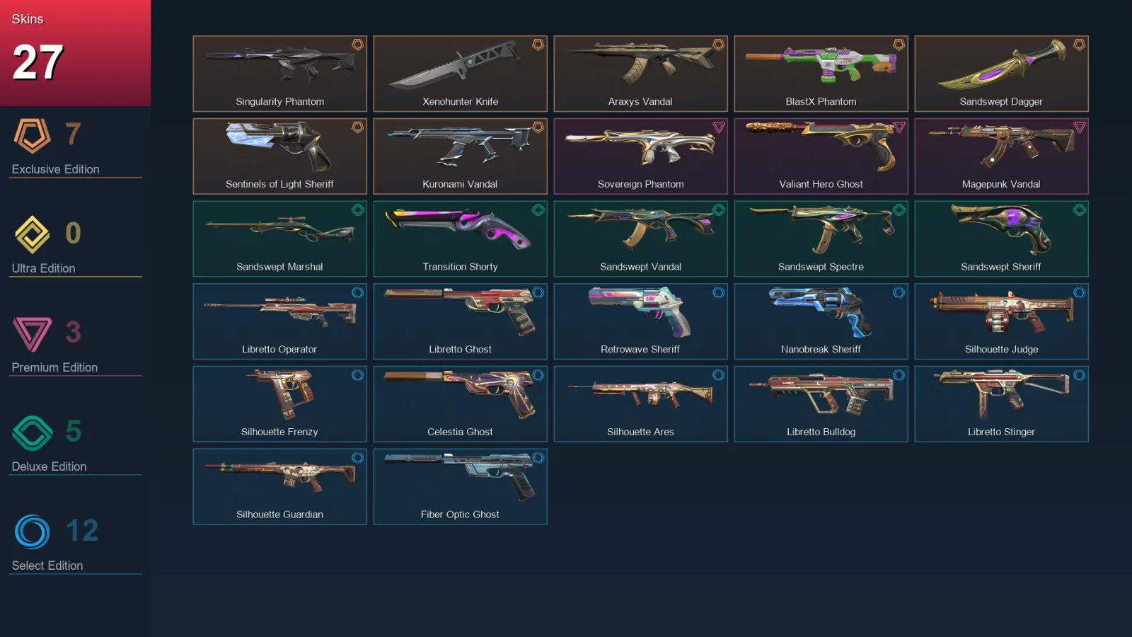 EU | Lv158 | Unranked | 27 Skin | 27 Agent | 65 Buddy