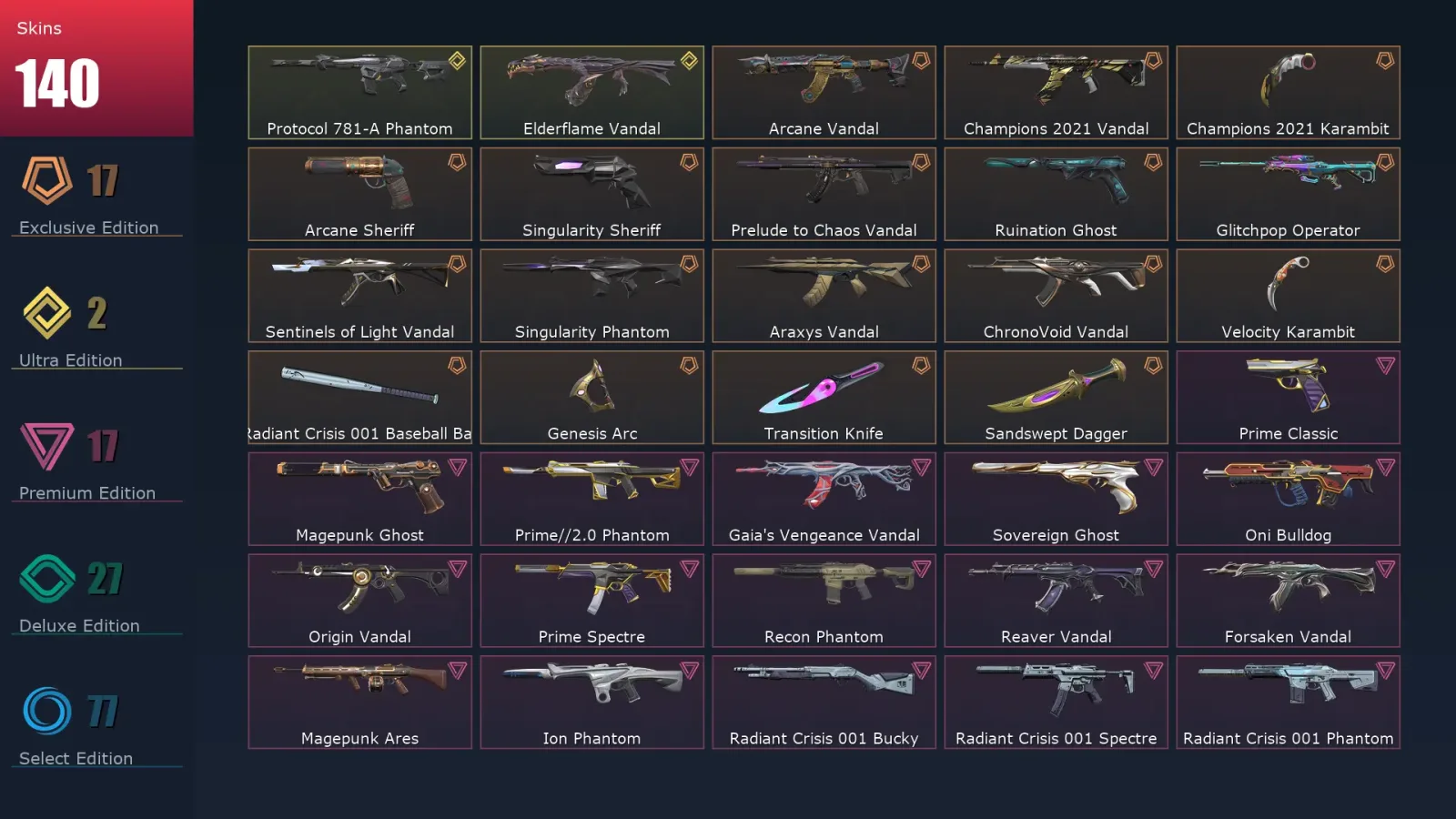 [Valorant] | EU | Level 500 | Diamond 1 | 29 Agents | 140 Skins — Valorant account