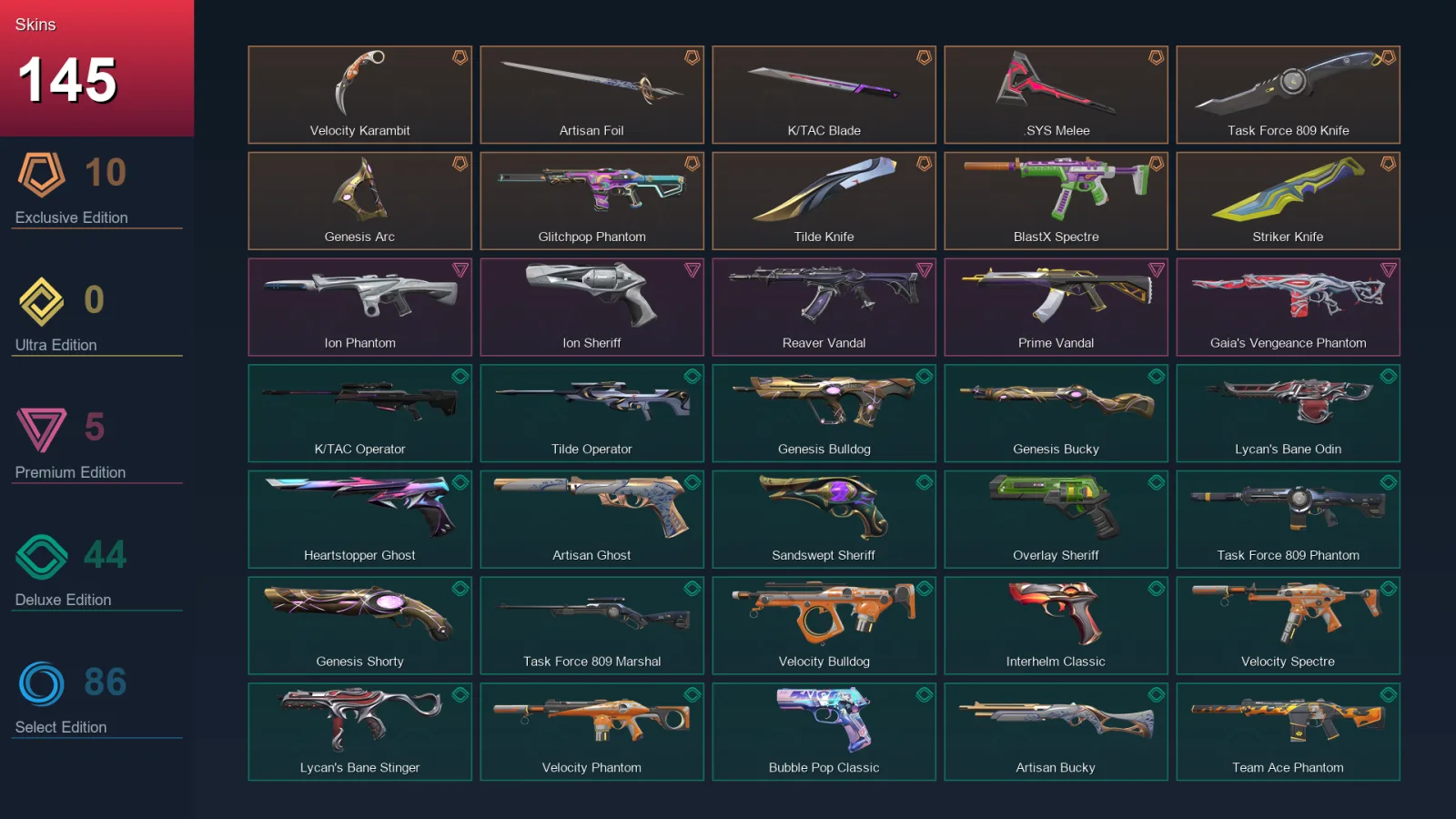 AP | Lv475 | Unranked | 145 Skin | 29 Agent | 215 Buddy