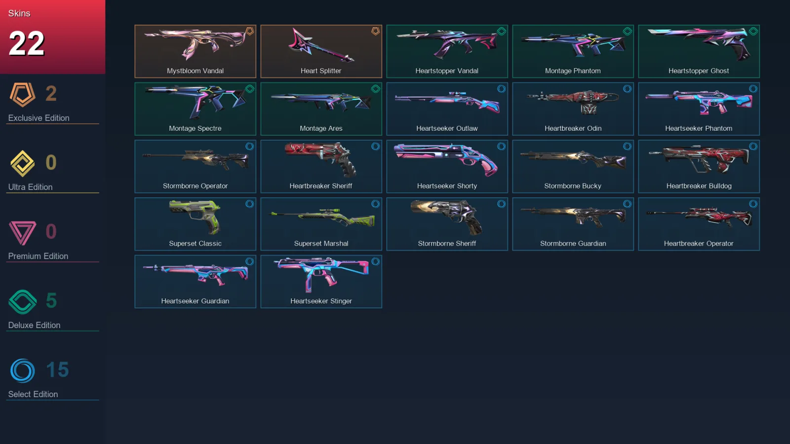 EU | Lv46 | Unranked | 22 Skin | 14 Agent | 19 Buddy &mdash; Valorant account with Guardian skin