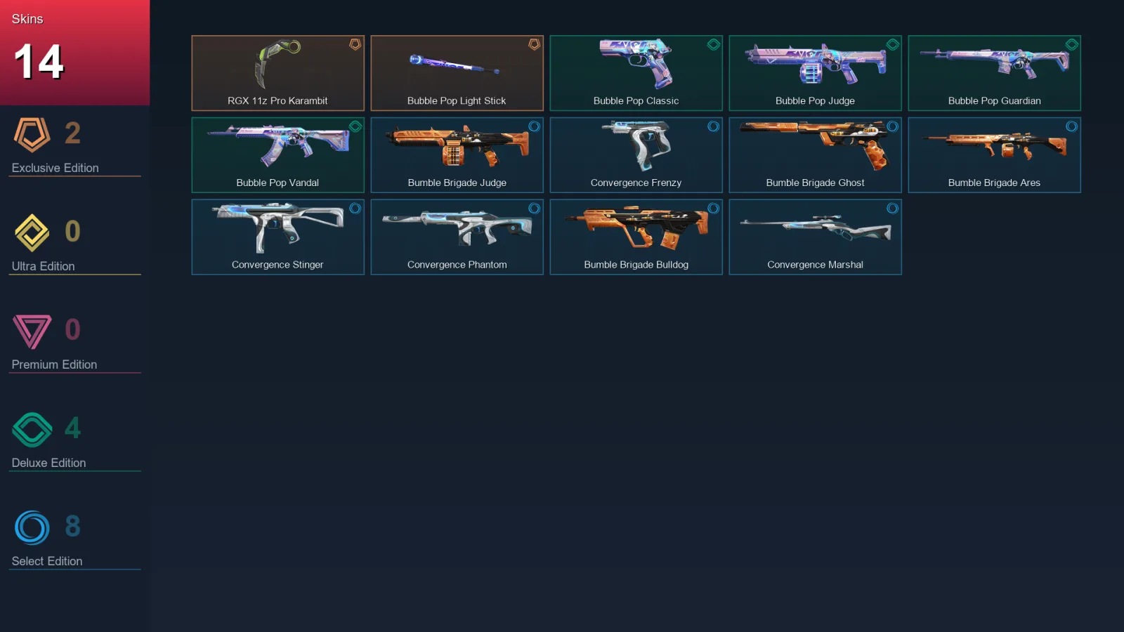 EU | Lv54 | Unranked | 14 Skin | 18 Agent | 34 Buddy