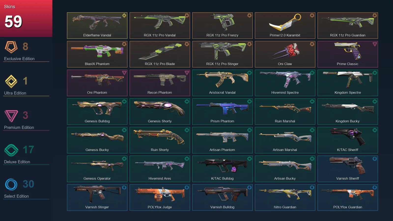 NA | Lv51 | Unranked | 59 Skin | 17 Agent | 53 Buddy