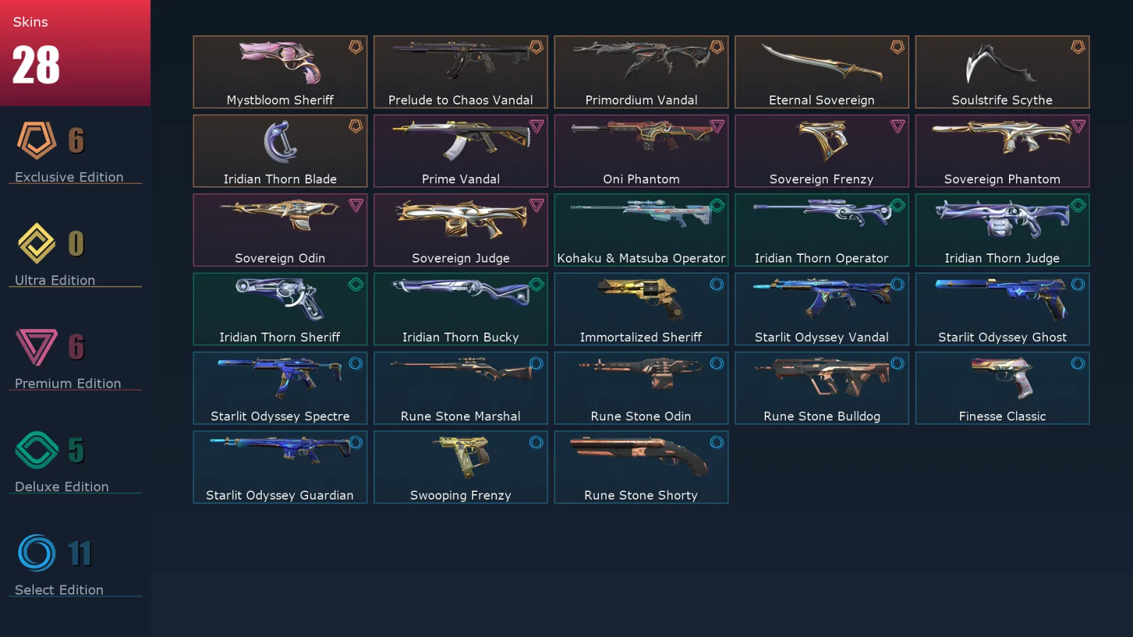 [Valorant] | EU | Level 96 | 20 Agents | 28 Skins