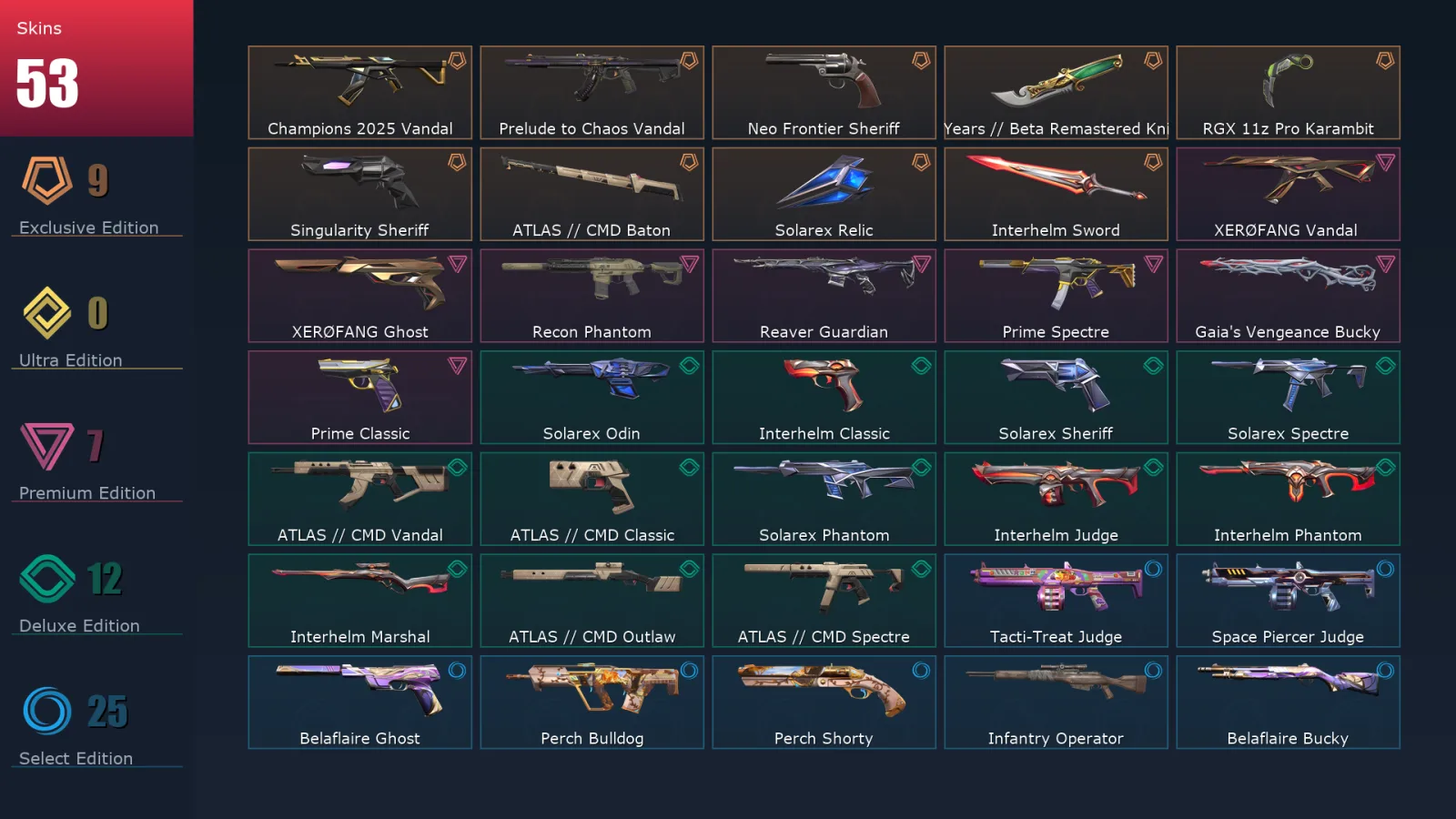 [Valorant] | EU | Level 113 | 25 Agents | 53 Skins