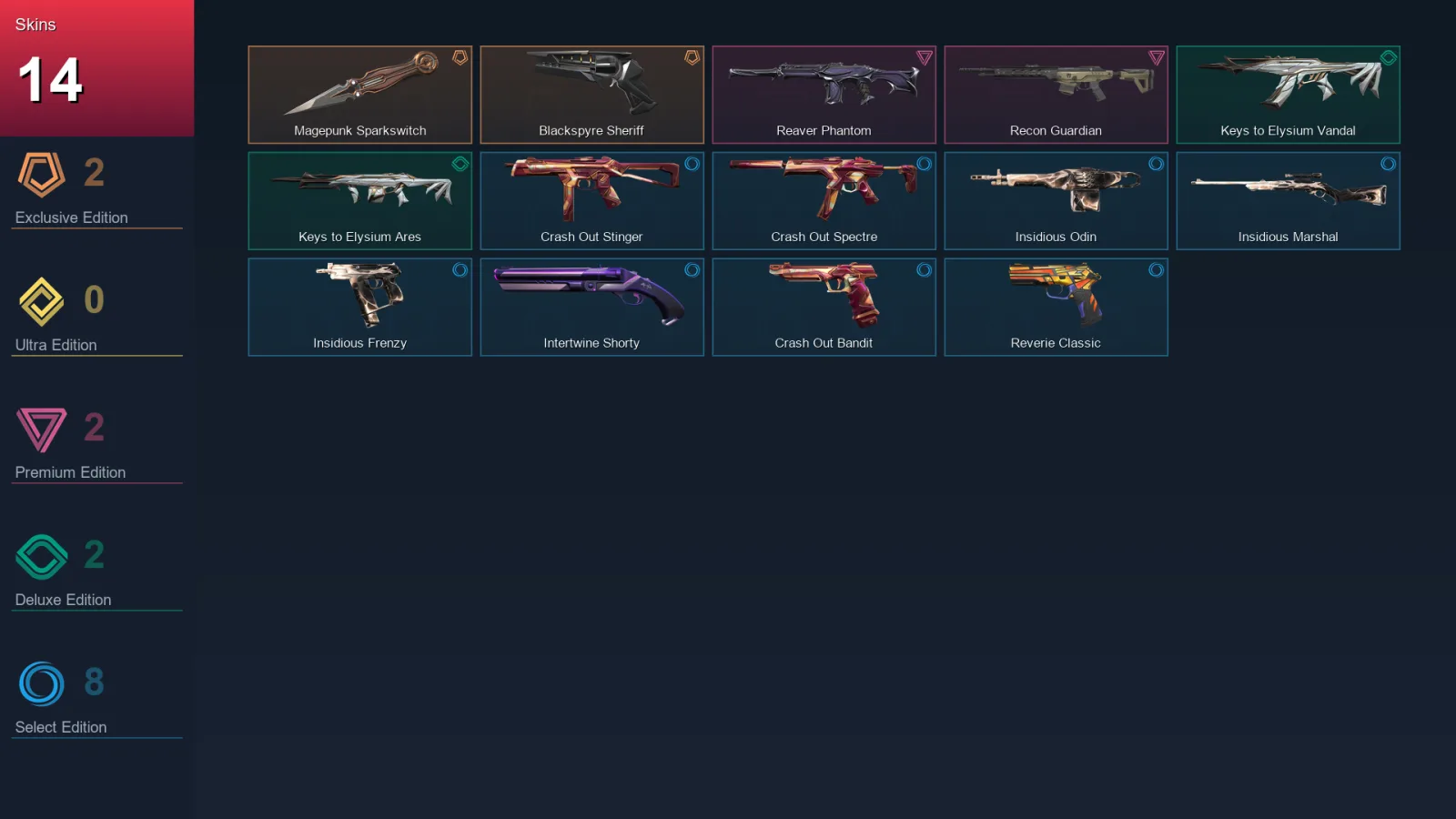 EU | Lv20 | Unranked | 14 Skin | 9 Agent | 11 Buddy