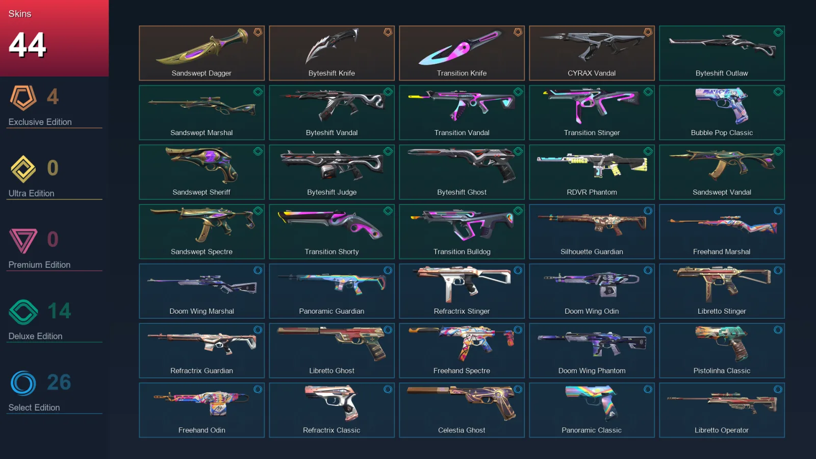 LA | Lv142 | Unranked | 44 Skin | 29 Agent | 70 Buddy