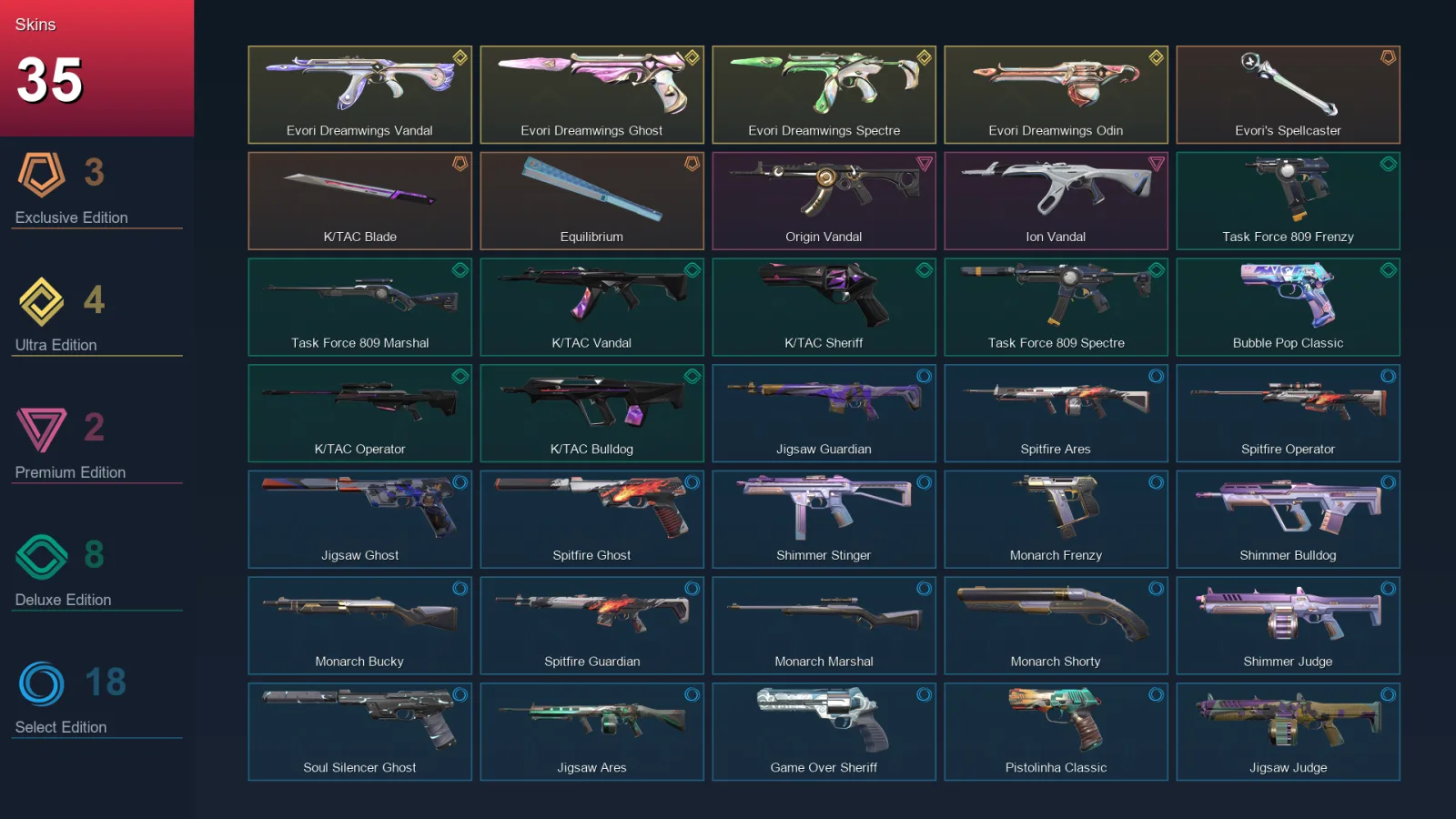 EU | Lv158 | Unranked | 35 Skin | 28 Agent | 74 Buddy
