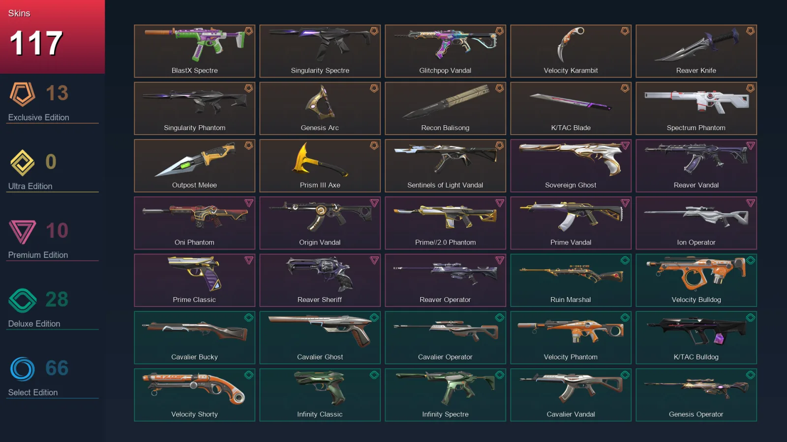 AP | Lv215 | Unranked | 117 Skin | 23 Agent | 115 Buddy — Valorant account