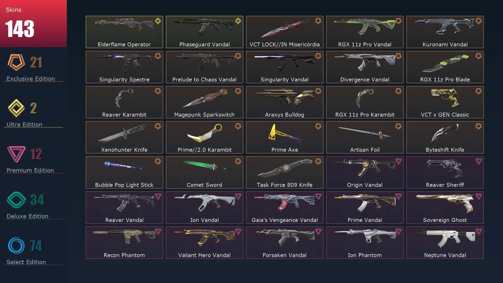 [Valorant] | EU | Level 218 | 28 Agents | 143 Skins — Valorant account