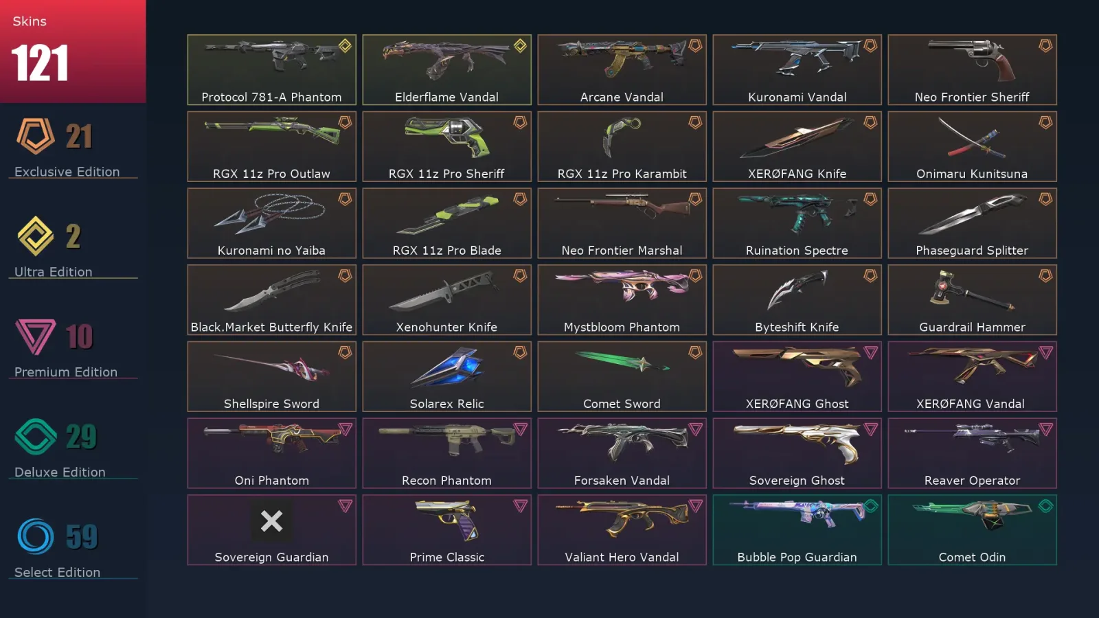 [Valorant] | EU | Level 127 | 27 Agents | 121 Skins — Valorant account