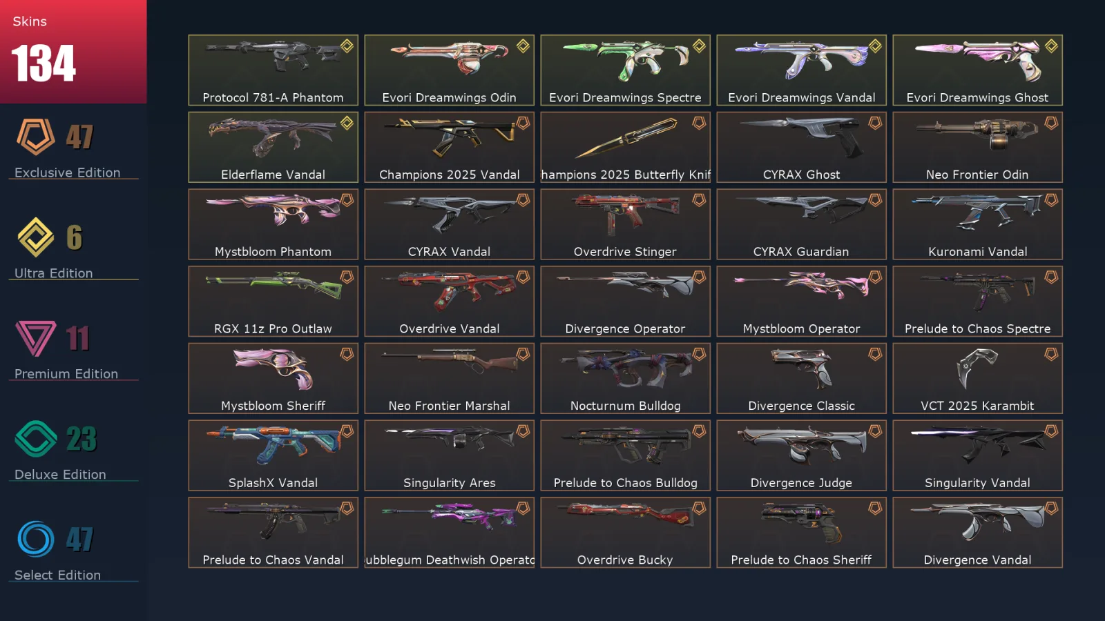 [Valorant] | EU | Level 146 | 27 Agents | 134 Skins
