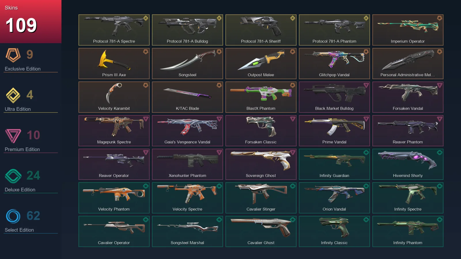 BR | Lv370 | Unranked | 109 Skin | 27 Agent | 171 Buddy