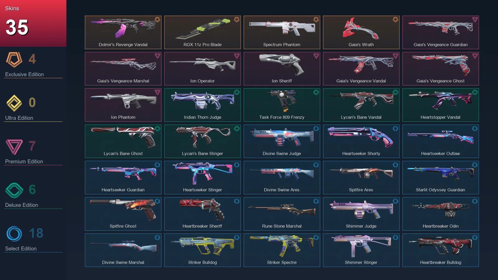 NA | Lv33 | Unranked | 35 Skin | 14 Agent | 38 Buddy