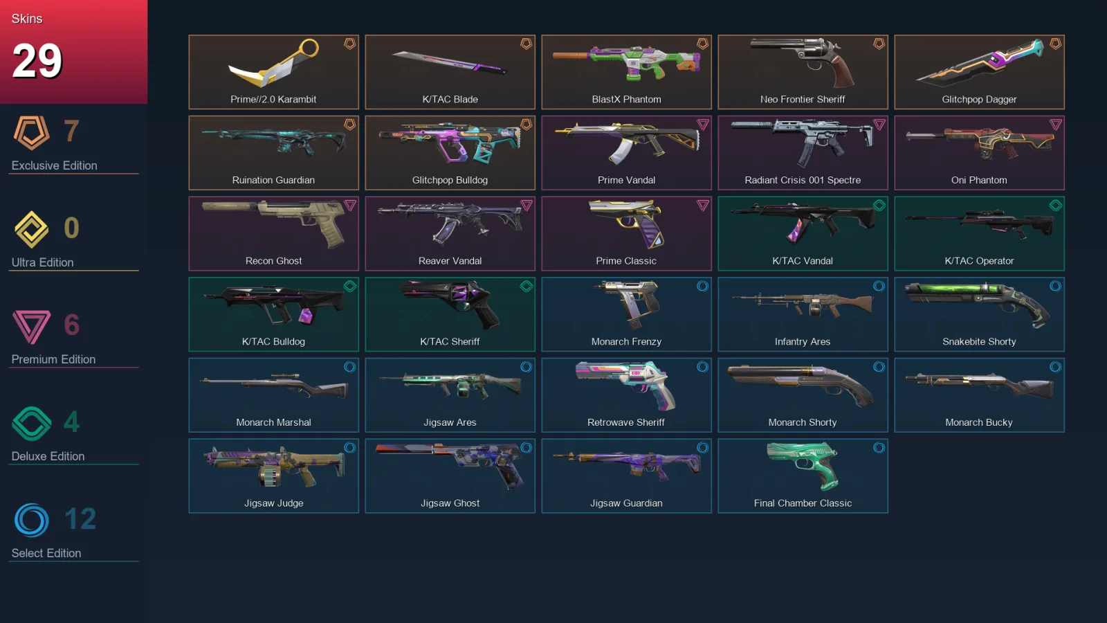 AP | Lv136 | Unranked | 29 Skin | 29 Agent | 69 Buddy